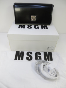 MSGM Black Baguette Bag in Box with Shoulder Strap & Dustcover. RRP £375.00.