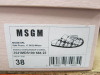 Pair of MSGM Boxed/New Women's Slippers in Cream & Brown with Pink & Blue Stripe, Tassels & Dustcover, Size 38, RRP £475.00. - 2