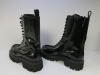 Pair of MSGM Combat High Zip Patent Black Boots Size 45 (RRP £505.00). - 3