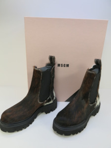 Pair of MSGM Boxed/New Women's Chelsea Boots in Cowhide with Dustcover, Size 36, RRP £535.00. NOTE: Pattern may vary.