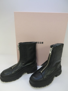 Pair of MSGM Boxed/New Women's Zip Boots in Black with Dustcover, Size 38, RRP £505.00.