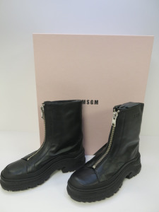 Pair of MSGM Boxed/New Women's Zip Boots in Black with Dustcover, Size 86, RRP £505.00.