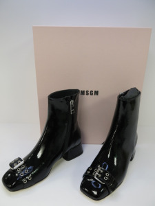 Pair of MSGM Boxed/New Women's Buckled Ankle Boots in White with Dustcover, Size 37, RRP £535.00.