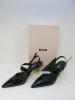 Pair of MSGM Boxed/New Women's High Heel Patent Pumps in Black with Dustcover, Size 37, RRP £455.00.