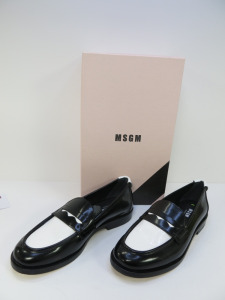 Pair of MSGM Boxed/New Women's Loafers in Black & White with Dustcover, Size 40, RRP £490.00.