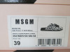 Pair of MSGM Boxed/New Women's Slippers in Black & White with Pink & Green Stripe, Tassels & Dustcover, Size 39, RRP £475.00. - 2