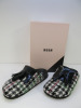 Pair of MSGM Boxed/New Women's Slippers in Black & White with Pink & Green Stripe, Tassels & Dustcover, Size 40, RRP £475.00.