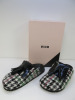 Pair of MSGM Boxed/New Women's Slippers in Black & White with Pink & Green Stripe, Tassels & Dustcover, Size 41, RRP £475.00.