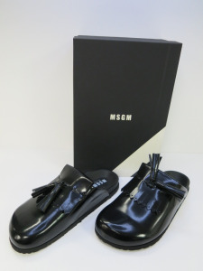 Pair of MSGM Boxed/New Men's Slippers in Black with Tassels & Dustcover, Size 39, RRP £475.00.