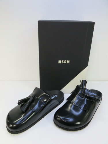 Pair of MSGM Boxed/New Men's Slippers in Black with Tassels & Dustcover, Size 40, RRP £475.00.