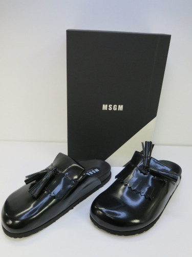 Pair of MSGM Boxed/New Men's Slippers in Black with Tassels & Dustcover, Size 41, RRP £475.00.