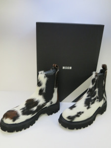 Pair of MSGM Boxed/New Men's Chelsea Boots in Cowhide with Dustcover, Size 46, RRP £535.00.