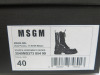 Pair of MSGM Boxed/New Combat High Zip Patent Black Boots with Dustcover, Size 40, RRP £505.00. - 2