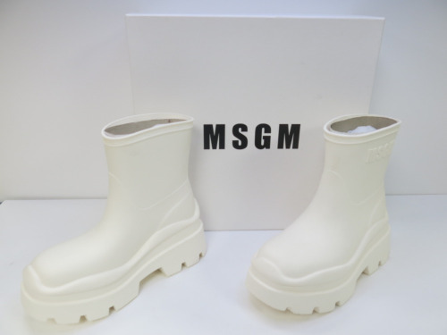 Pair of MSGM Boxed/New Stivale Donna/Women's Ankle Wellie Boot in White, Size 36, RRP £285.00.