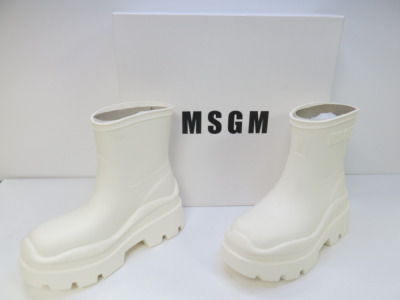 Pair of MSGM Boxed/New Stivale Donna/Women's Ankle Wellie Boot in White, Size 36, RRP £285.00.