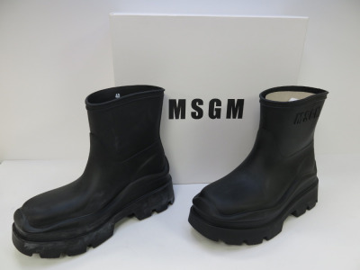 Pair of MSGM Boxed/New Stivale Donna/Women's Ankle Wellie Boot in Black, Size 41, RRP £285.00.