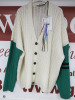 MSGM Milano, Cream Maglia Button Up Cardigan with Green Arms, Lana Wool & Kashmir, Size S, RRP £425.00. - 2