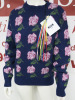 MSGM Milano Maglia Sweater in Purple with Pink Roses, Lana Wool & Polyamide, Size XS, RRP £380.00. - 3