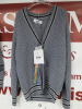 15 x MSGM Milano Maglia Button Up Cardigans & Sweaters in Grey with Black & White, Virgin Wool & Fibre to Include: 8 x Cardigans (XS/XS/S/S/M/M/L/XL), RRP £395 each & 7 x Sweaters (XS/XS/S/S/M/L/XL), RRP £365.00 each. Total RRP £5715.00. - 3