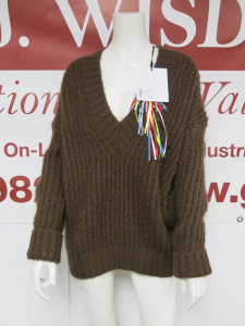 MSGM Milano Maglia Sweater in Brown, Lana Wool, Mohair, Polyamide & Fibre, Size S, RRP £495.00.