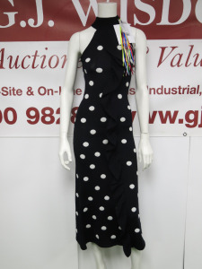 MSGM Milano Abito in Maglia Knitwear Dress in Black with White Dots, Virgin Wool, Size XS, RRP £495.00.