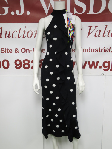 MSGM Milano Abito in Maglia Knitwear Dress in Black with White Dots, Virgin Wool, Size S, RRP £495.00.