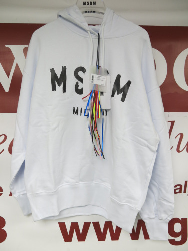 14 x MSGM Milano Hoodies in White Cotton with Motif, Size (XS/XS/XS/S/S/S/M/M/M/L/L/XL/XL/XL), RRP £210.00 each.