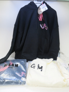 7 x MSGM Hoodies in Cotton to Include: 3 x MSGM Gattulio Black Hoodie, Size (M/L/XL), RRP £240.00 each & 4 x MSGM Milano Cream Hoodie, Size (XS/S/M/XL), RRP £295.00 each.