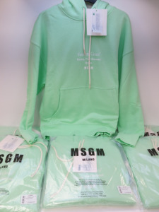 8 x MSGM Hoodies in Fantastic Green with Motif, Cotton, Size (XXS/XXS/XS/XS/S/S/L/XL), RRP £325.00 each.