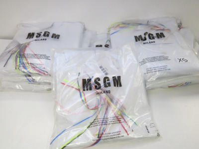 9 x MSGM Milano Hoodies in White with Motif in Cotton, Size (XS/S/S/M/M/L/L/XL/XL), RRP £210.00 each.