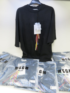 7 x MSGM Milano Short Sleeve T-Shirt in Black, Cotton, Size (XS/XS/S/S/S/M/XL), RRP £180.00 each.