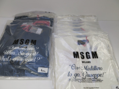 11 x MSGM Gattulio T-Shirts, Cotton to Include: 8 x Cream (RRP £115 each) & 3 x Black (RRP £130 each) in Assorted Sizes. Total RRP £1310.00.