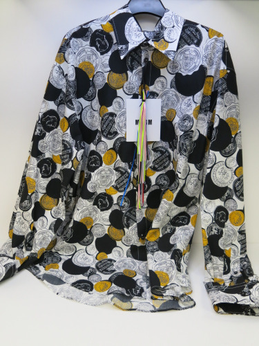 5 x MSGM Milano Long Sleeve Camicia Shirt, Cotton in White with Black & Yellow Coin Pattern, Size (39/40/41/42/43), RRP £325, Total RRP £1900.00.