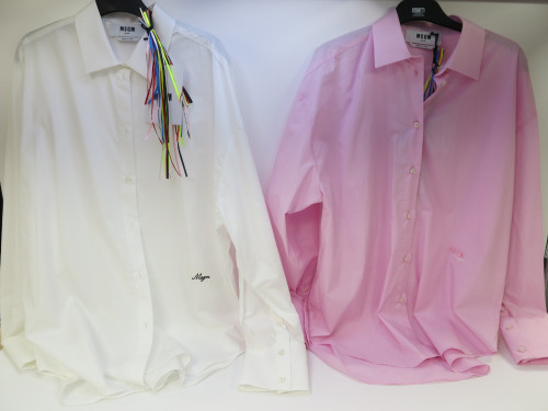 5 x MSGM Long Sleeve Camicia Shirt, Cotton to Include: 2 x White, Size (42/46) & 3 x Pink, Size (40/42/42), RRP £280, Total RRP £1400.00.