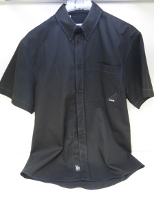 7 x MSGM Milano Short Sleeve Shirt in Black with Blue Stitch & MSGM Motif, Size (39/40/40/41/41/42/43), RRP £245, Total RRP £1715.00.