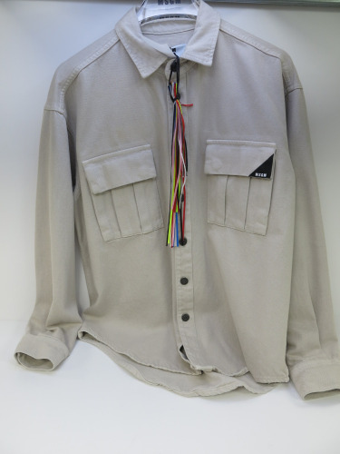 3 x MSGM Milano Long Sleeve Camicia Denim Shirt in Beige with MSGM Motif, Size (38/40/41), RRP £395, Total RRP £1185.00.