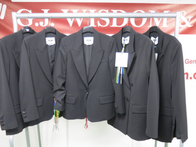 5 x MSGM Milano Black Jackets, Virgin Wool, Size (38/42/42/44) RRP £540, Total RRP £2700.00.