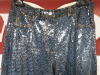 MSGM Milano Handcrafted Pants/Trousers in Blue & Gold Sequin, Size 40, RRP £945.00. - 2