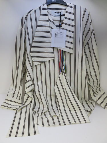 3 x MSGM Milano Camicia Shirt in Cream & Beige Stripe, Size (40/40/42), RRP £365, Total RRP £1095.00.