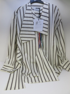 3 x MSGM Milano Camicia Shirt in Cream & Beige Stripe, Size (40/40/42), RRP £365, Total RRP £1095.00.