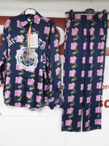 11 x MSGM Milano Long Sleeve Shirts & Matching Pants/Trousers in Navy with Pink Rose to Include: 3 x Shirts, Sizes (39/39/41), RRP £395, 8 x Pants, Sizes (42/42/44/44/46/46/48/50), RRP £325. Total RRP £2575.00