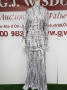 MSGM Milano Abito Long Dress in White & Black Fur Pattern, Size 36, RRP £825.00.