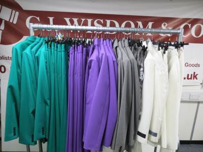 44 x MSGM Milano Virgin Wool Jackets & Trousers in Assorted Sizes & Colours to Include: 7 x Green Jackets, RRP £595, 8 x Green Trousers, RRP £425, 6 x Purple Jackets, RRP £725 , 7 x Purple Trousers, RRP £425, 4 x Grey Jackets, RRP £680, 5 x Grey Shorts, R