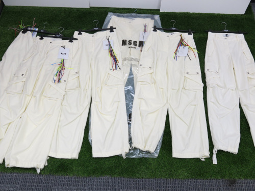 6 x MSGM Milano Cream Pants, Cotton, Sizes (36/36/40/42/44/46) RRP £580, Total RRP £3480.00.