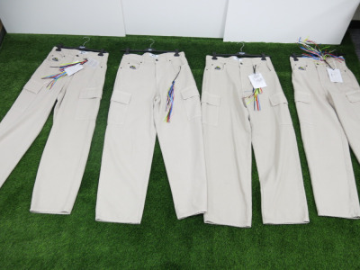 4 x MSGM Milano Dreamers University Beige Jeans, Size (42/44/48/50),Approx Total RRP £800.00.