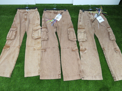 3 x MSGM Milano Brown Combat Jeans, Cotton, Size (40/42/46), RRP £495, Total RRP £1485.00.