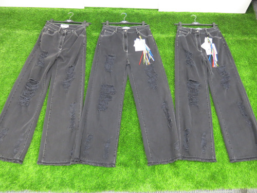 3 x MSGM Milano Ripped Jeans in Black, Size (40/42/46), RRP £345, Total RRP £1035.00.