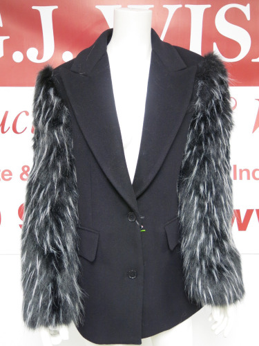 MSGM Milano Giubbino Jacket in Black, Virgin Wool, Size 38, RRP £840.00.