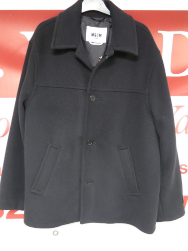 MSGM Milano Dreamers University Black Coat, Virgin Wool, Size 44, RRP £645.00.