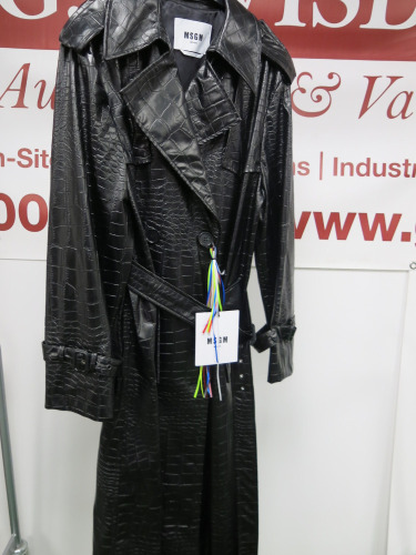 MSGM Milano Cappotto Coat in Faux Black Crocodile Effect with Belt, Size 42, RRP £895.00.